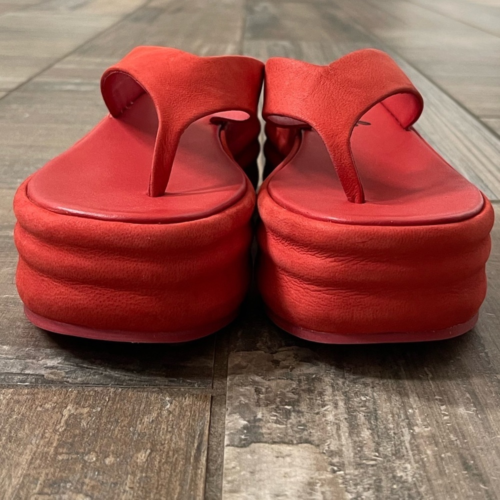 Red Platform Suede Flip Flop Sandals - Women's - Picture 11 of 11